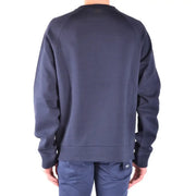 Paolo Pecora Herren-Sweatshirt, dunkelblauer Baumwoll-Rundhalsausschnitt mit gerippten Bündchen und dezenten Schulternahtdetails
