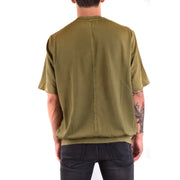 Paolo Pecora Männer t-shirt Olivgrünes Kurzarmhemd mit lockerer Passform und geripptem Saum für lässige Kleidung