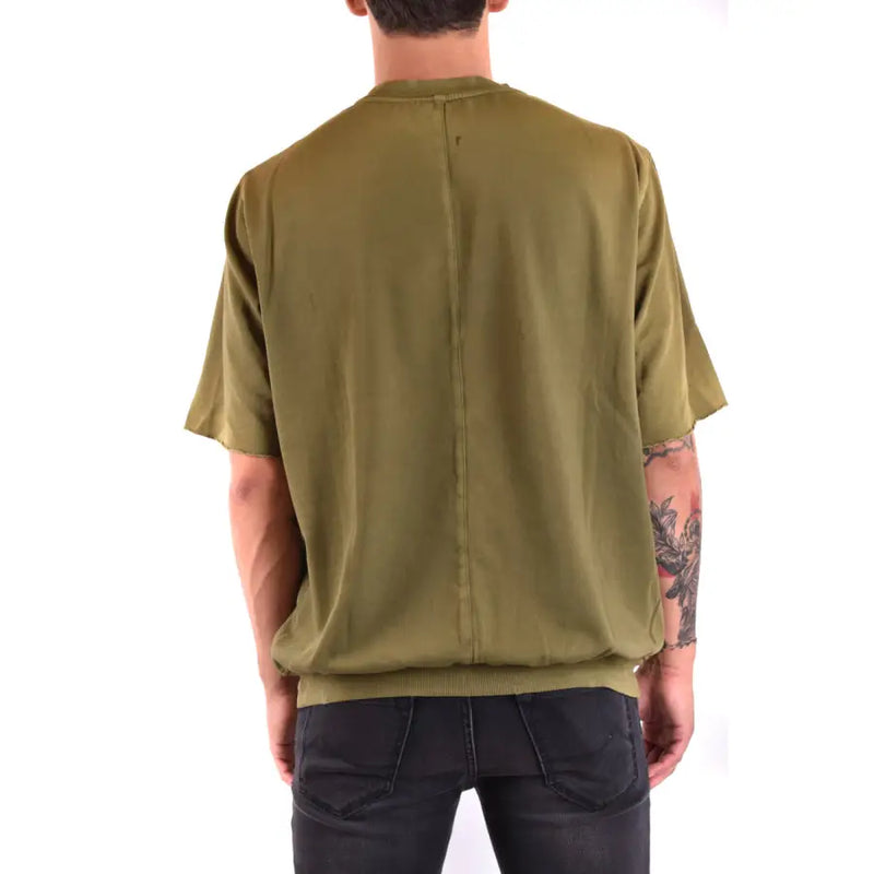 Paolo Pecora Männer t-shirt Olivgrünes Kurzarmhemd mit lockerer Passform und geripptem Saum für lässige Kleidung