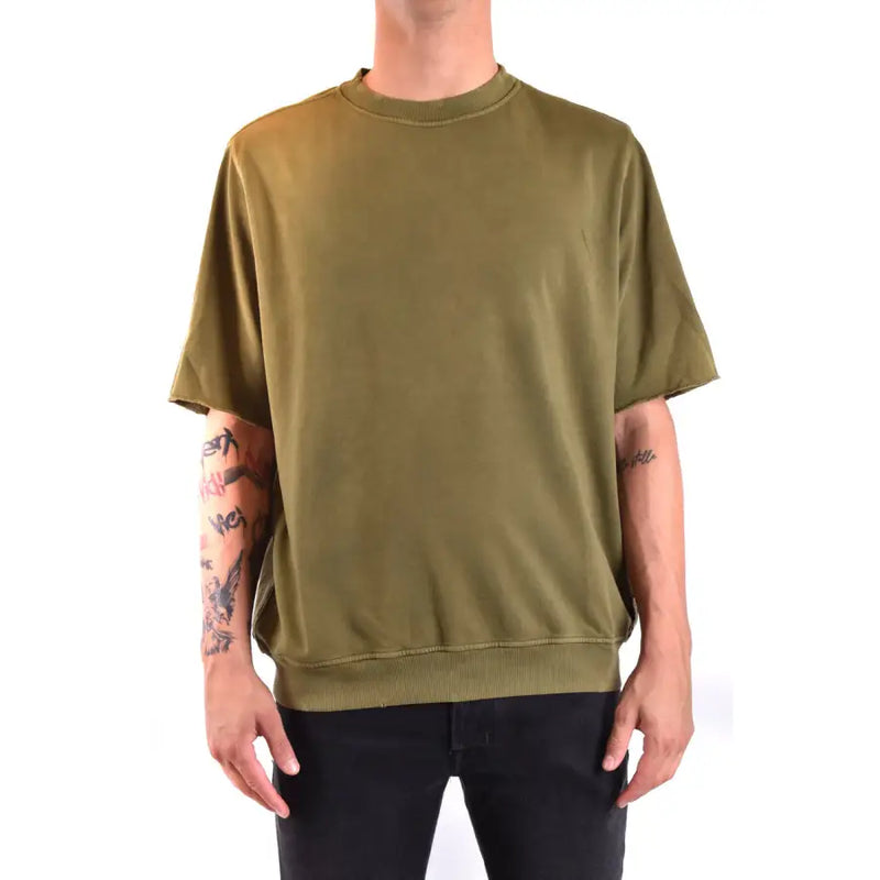 Paolo Pecora Männer t-shirt Olivgrünes Oversize-Sweatshirt mit Rundhalsausschnitt für lässigen Komfort und Stil