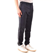 Paolo pecora men wool blend black trousers with white side stripes slim fit and modern design