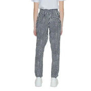 Patterned black and white Only Women Trousers with vertical stripes