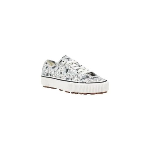 Vans Women’s White Floral Leather Sneakers with a stylish patterned platform design