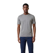 Patterned short sleeve t shirt featuring a gray textured fabric with a subtle pattern and short sleeves