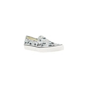 Patterned slip-on sneaker featuring Vans Women’s Blue Floral Leather design