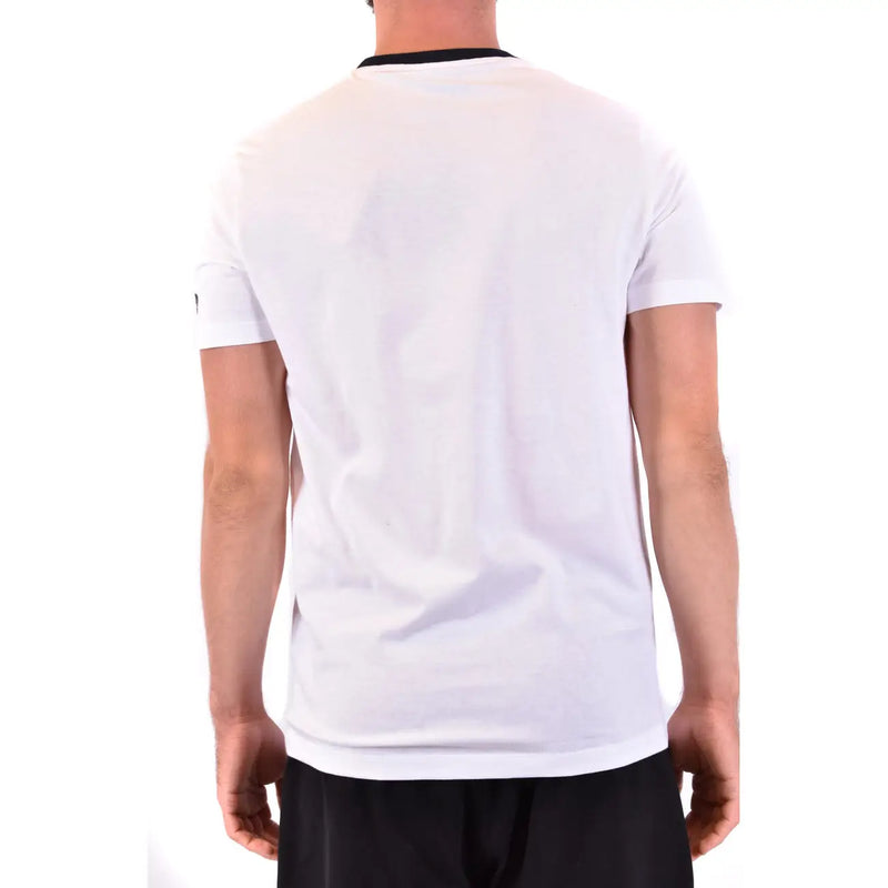 Weißes Herren-T-Shirt von Paul and Shark aus Baumwolle mit schwarzem Rippstrickkragen und -bündchen an Ärmeln, normale Passform, kurze Ärmel
