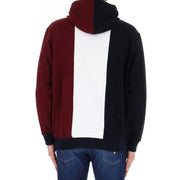 Paul and Shark Herren-Kapuzenpullover aus Baumwolle, mehrfarbig mit bordeauxroten, weißen und marineblauen Farbblöcken, geripptem Saum und Bündchen