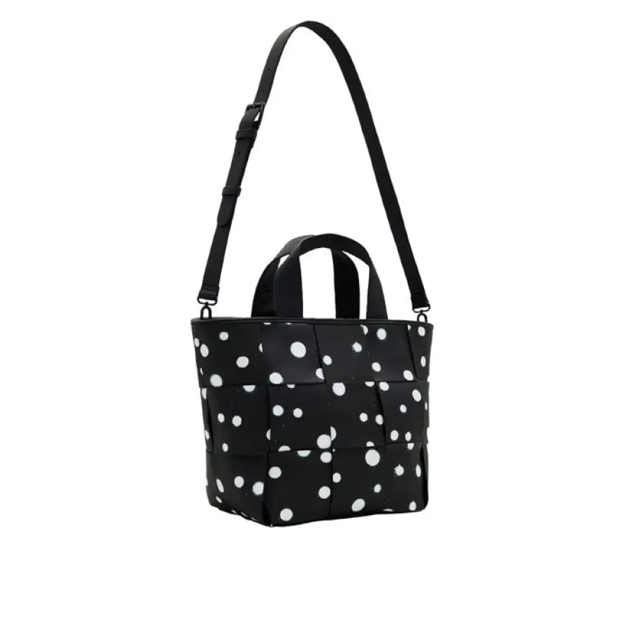 Desigual women bag featured with person in black and white polka dots