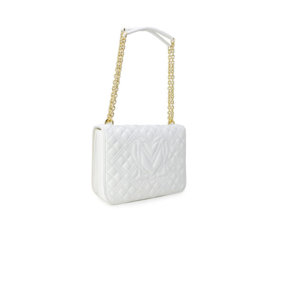 Love Moschino white quilted leather shoulder bag for women