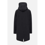 Peuterey Herrenblazer, schwarze Winterjacke aus Wollmischung mit Kapuze und dezenten vertikalen Ziernähten