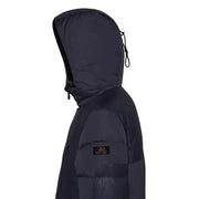 Peuterey men blue hooded polyamide jacket with dark navy puffer design black drawstring and zipper closure