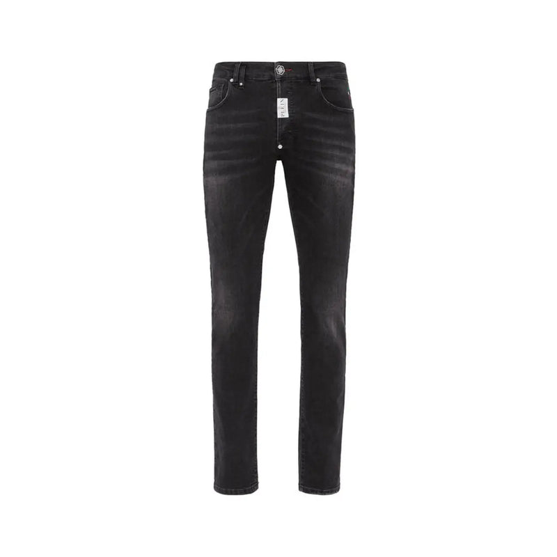 Philipp Plein black stretch cotton slim fit jeans for women with subtle fading details