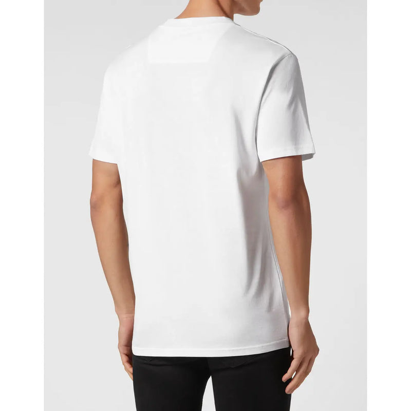 Philipp Plein men white cotton t-shirt with simple crew neck and short sleeves