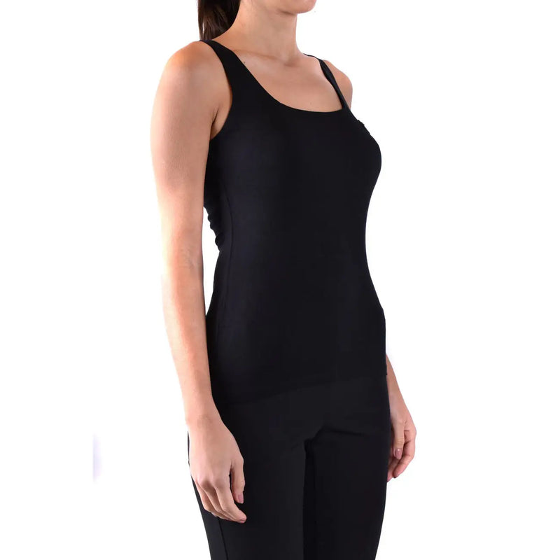 Schwarzes ärmelloses Tanktop top mit eckigem Ausschnitt und taillierter Silhouette aus Baumwolle aus der Philipp Plein Damenkollektion