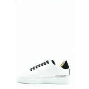 Philipp Plein women white leather sneaker with black laces perforated side and contrasting black heel tab