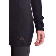 Pierre Balmain women black angora blend knitwear sweater with ribbed cuffs and hem and metallic key-shaped button