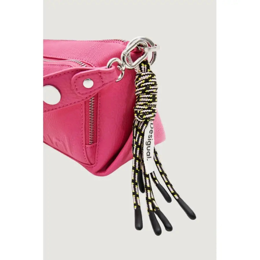 
                      
                        Desigual women bag - Pink leather bag with zipper and metal hook
                      
                    