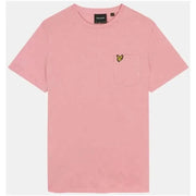 Lyle & Scott Men T-Shirt: Pink tee with yellow chest pocket logo