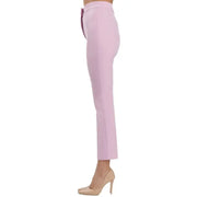 Light Pink High Waisted Trousers paired with nude heels for a stylish look
