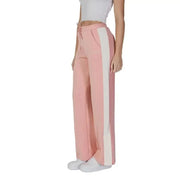 Pink Guess Active Women’s trousers with white side stripes and front pockets