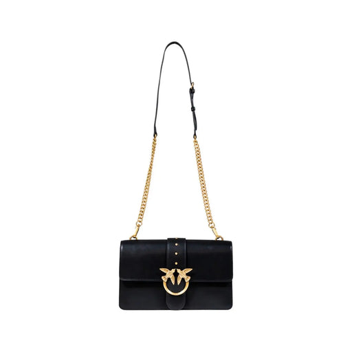 Pinko black polyurethane crossbody bag with gold bird clasp