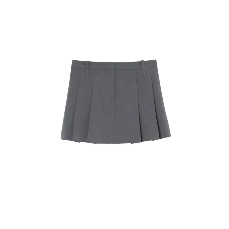 Pinko grey women’s pleated mini skirt in dark gray with tailored waistband from spring summer collection