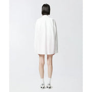 Pinko weißes, übergroßes Blazer-Kleid mit Strassknöpfen