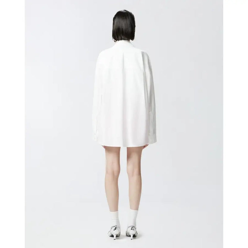 Pinko weißes, übergroßes Blazer-Kleid mit Strassknöpfen