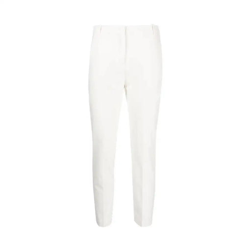 Pinko white tailored trousers for women with a clean straight-leg cut and subtle front creasing fall winter collection