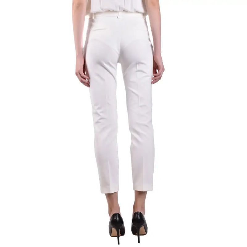Pinko white tailored trousers for women with a clean straight-leg cut and cropped hem fall winter collection