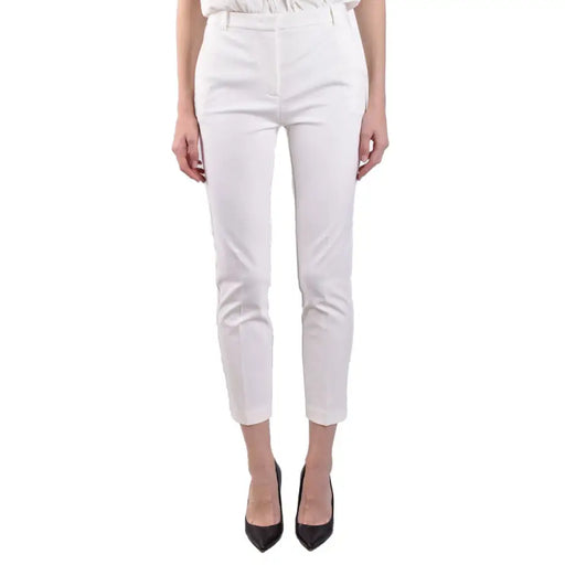 Pinko white tailored straight-leg cropped trousers for women