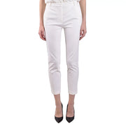 Pinko white tailored trousers for women with a clean straight-leg cut and cropped hem fall winter collection