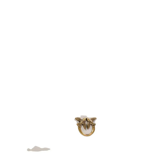 Gold-toned metal ring with two detailed birds on a circular base by paco rabanne for pinko white shoulder bag product display