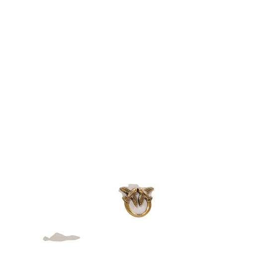 Gold-toned metal ring with two detailed birds on a circular base by paco rabanne for pinko white shoulder bag product display