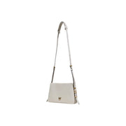 Pinko white off-white leather crossbody bag with zip closure gold-tone hardware and minimalist design interior pocket
