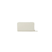 Pinko Beigefarbene Damen-Geldbörse aus Leder mit Reißverschluss, minimalistischem Design und dezentem goldenen Reißverschlussanhänger, Größe 10 x 20 x 2,5 cm