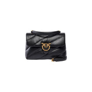 Pinko Schwarze, gesteppte Leder-Umhängetasche für Damen mit goldfarbenem, vogelförmigem Verschluss, kleine Größe (B 26 x H 16 x L 9 cm)