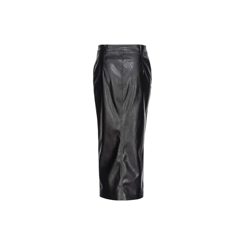 Pinko women black polyester skirt with sleek high-waisted design and subtle front seam detailing and front pockets