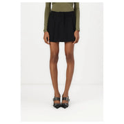 Pinko women black pleated mini skirt made of polyester blend shown from front with detailed pleats