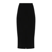 Pinko women black viscose blend high waisted midi skirt with sleek form fitting silhouette and center front zipper