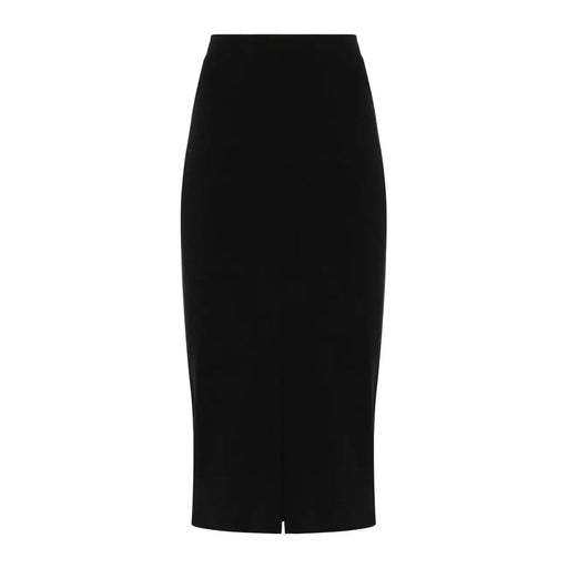 Pinko Schwarzer Damen-Midirock aus Viskosemischung mit hohem Bund, eleganter, figurbetonter Silhouette und Reißverschluss vorne.