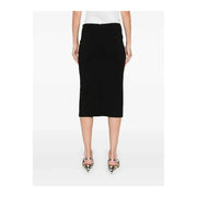 Pinko women black viscose blend midi skirt with sleek form-fitting silhouette and subtle front seam detail