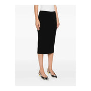 Black midi pencil skirt by Pinko crafted from viscose blend suitable for women’s formal and casual wear