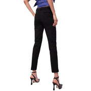 Pinko Schwarze, taillierte Damenhose aus Viskose mit elegantem, geradem Bein und verdeckten Gürtelschlaufen (Vorderansicht)