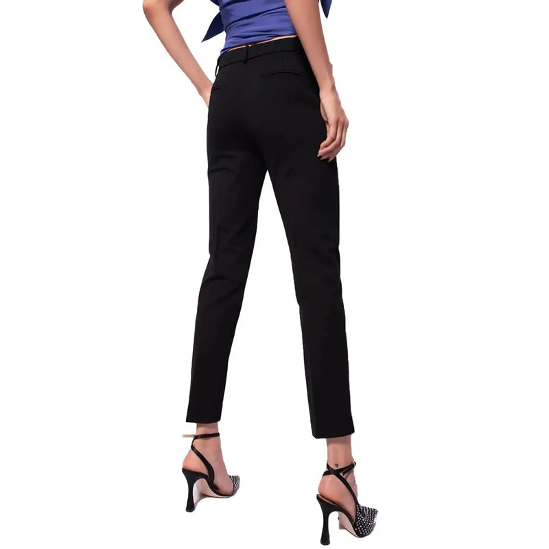 Pinko Schwarze, taillierte Damenhose aus Viskose mit elegantem, geradem Bein und verdeckten Gürtelschlaufen (Vorderansicht)