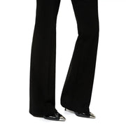 Pinko Schwarze Damen-Viskosehose mit schmaler Passform, ausgestelltem Schnitt und dezentem Glanz für Herbst und Winter