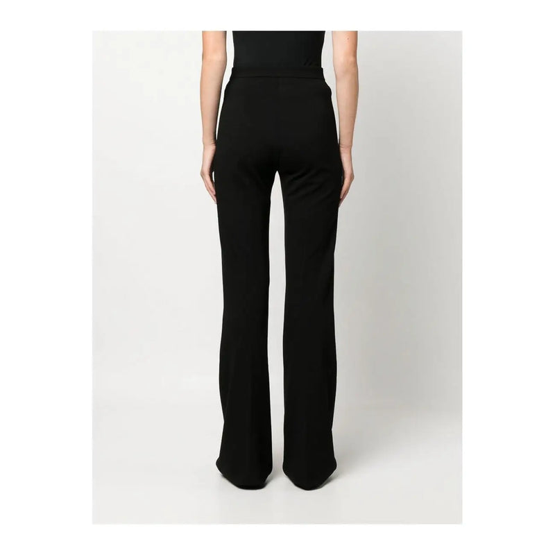 Pinko Schwarze, hochgeschnittene, schmal geschnittene Damenhose aus Viskose mit weitem Bein aus glattem, elegantem Stoff für Herbst und Winter