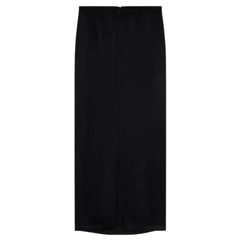 Pinko women black satin midi zip skirt with sleek straight cut and center front seam from spring summer collection