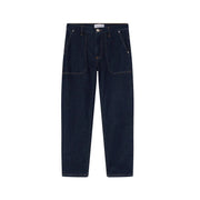 Pinko Damenjeans aus dunkelblauem Stretch-Baumwoll-Denim mit geradem Bein und markanten Vordertaschen.