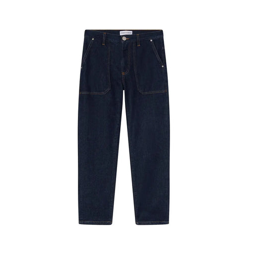 Pinko Damenjeans aus dunkelblauem Stretch-Baumwoll-Denim mit geradem Bein und markanten Vordertaschen.